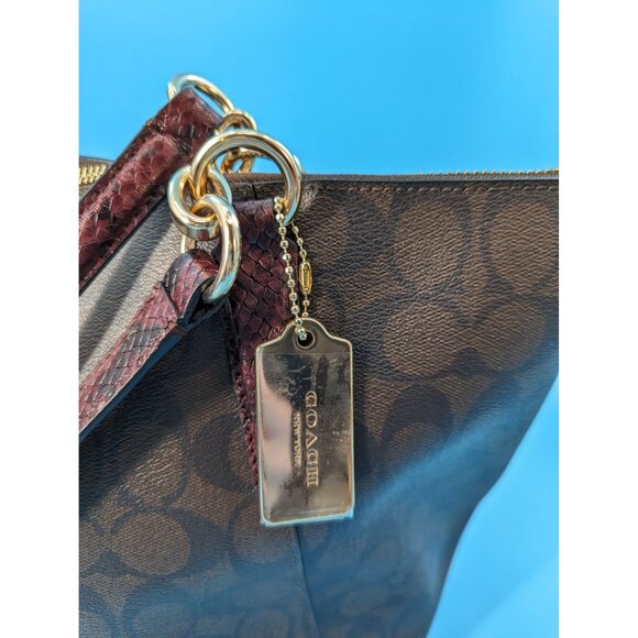 COACH NWT $378 AVA Signature red snake‎ embossed trim bag - Picture 3 of 10